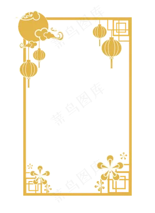 中秋节八月十五明月灯笼金色方形