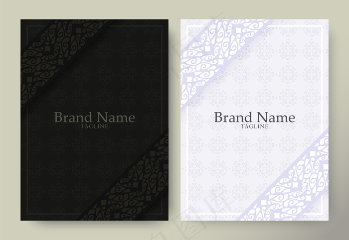豪华黑白背景，带边框图案