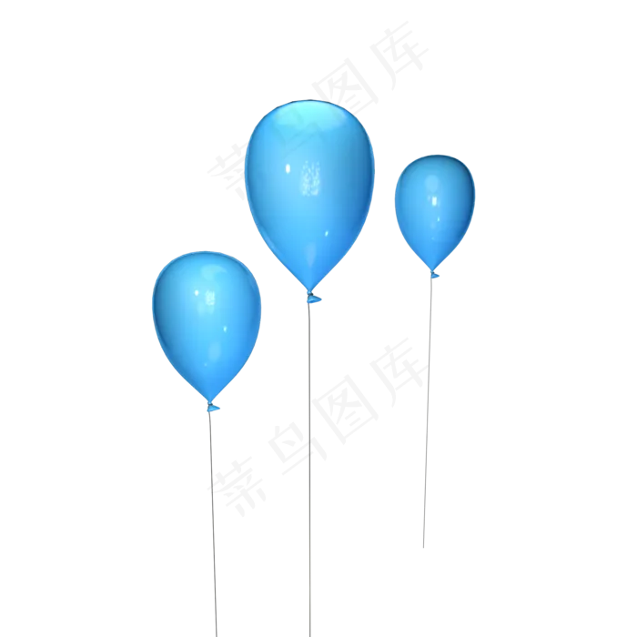 亮蓝色立体气球装饰(2000X2000(DPI:300))psd模版下载