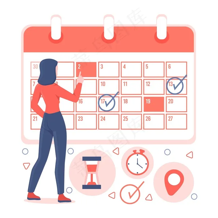 用日历和女人预约eps,ai矢量模版下载
