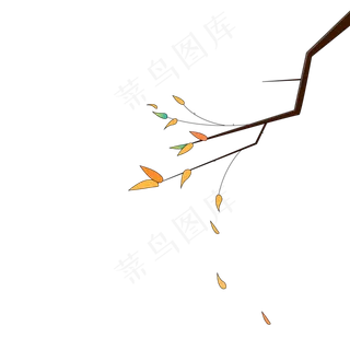 秋季树枝梢头的残叶