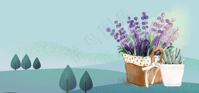 鲜花促销复古蓝色 鲜花促销复古蓝色
