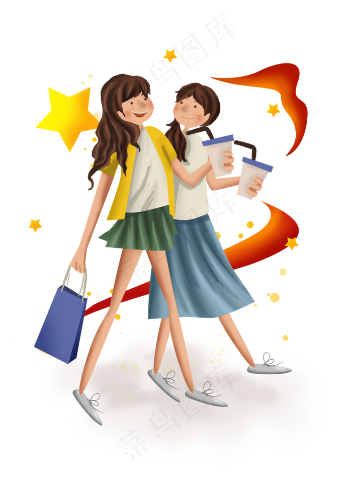 国庆节逛商场的女孩