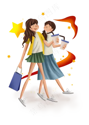 国庆节逛商场的女孩