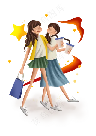 国庆节逛商场的女孩