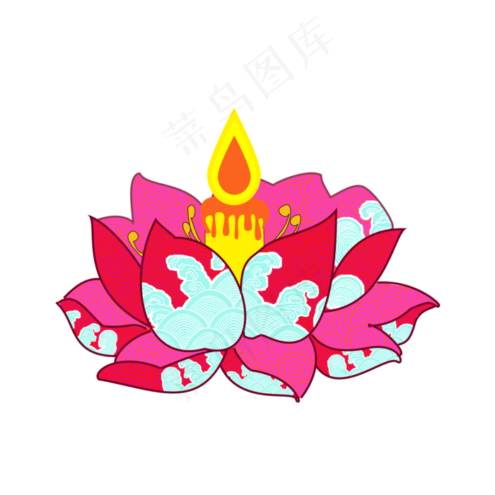 中元节莲花灯矢量图