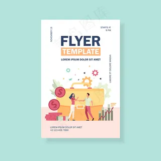 商人融资或投资和握手宣传单,DM传单模板