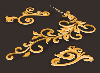 镶有金色挤压浮雕图案。花丝装饰豪华的黄金设计。优雅的几何图案与三维浮雕效果，矢量设计。