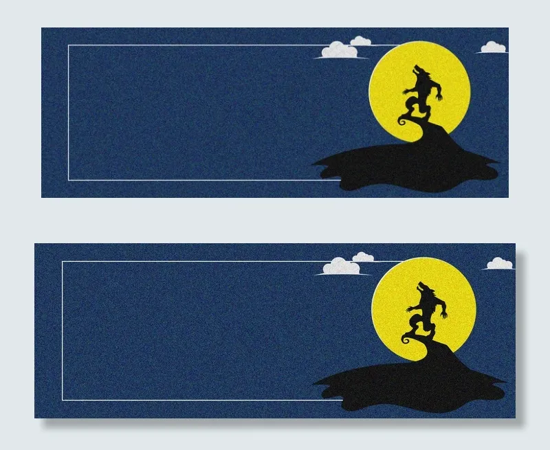 月圆之夜咆哮万圣节卡通手绘画风(1920*700px 	       )psd模版下载