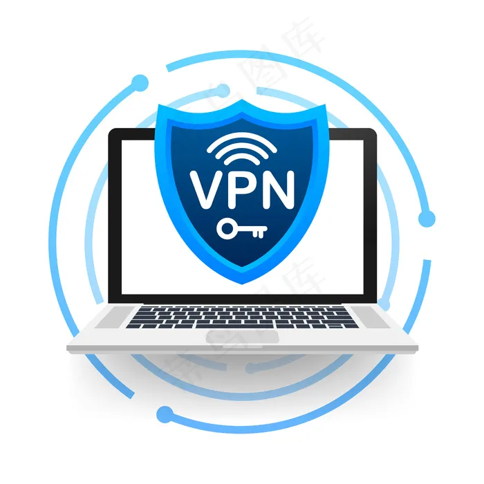 安全vpn连接概念。虚拟专用网络连接概述。插图。