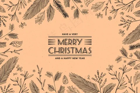 复古圣诞树枝背景