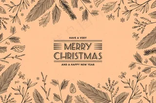 复古圣诞树枝背景