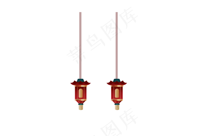中国风手绘灯笼元素免扣高清素材图2