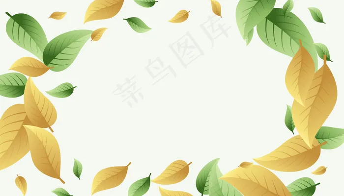 叶框背景为绿色和浅橙黄色eps,ai矢量模版下载