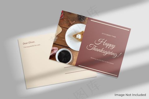 带阴影的优雅明信片模型样机