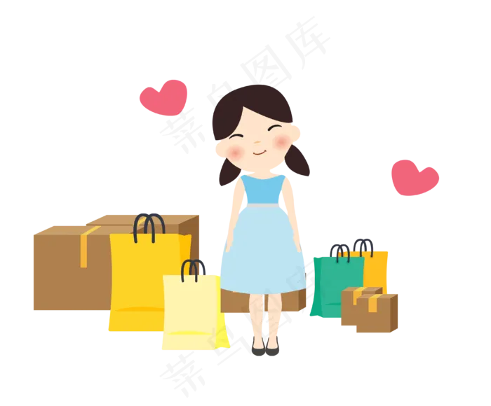 购物狂欢买家秀人物(5000X5000(DPI:300))ai矢量模版下载