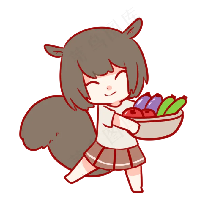 拿着蔬菜的松鼠(2100X2100(DPI:300))psd模版下载