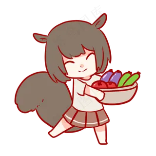 拿着蔬菜的松鼠