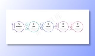 带有选项或步骤的业务流程信息图模板。细线。插图。