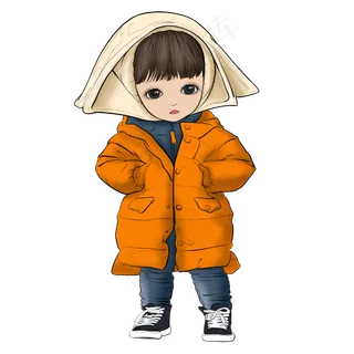 立冬橘色羽绒服饺子娃娃