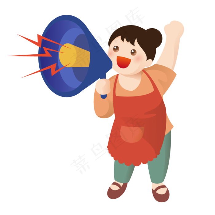 拿喇叭超市笑容促销叫卖大姐