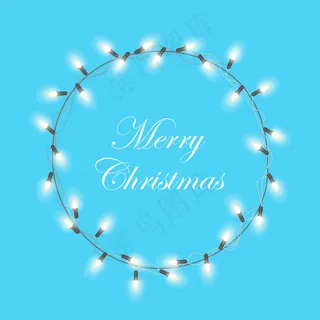 圣诞灯花环。圣诞节圣诞节节日贺卡矢量设计。圣诞快乐。