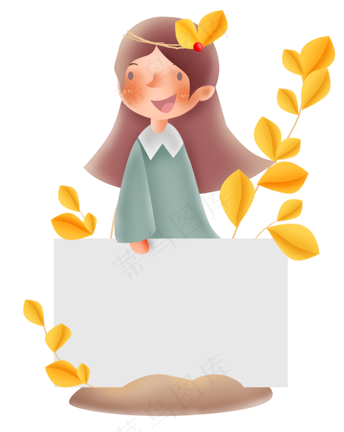 秋天拿手举牌的女孩