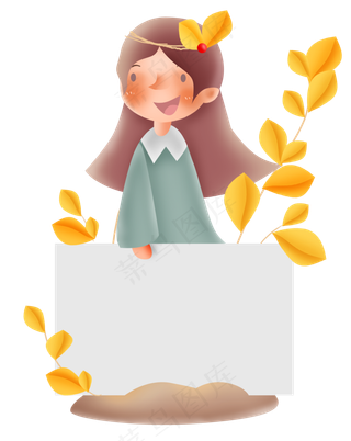 秋天拿手举牌的女孩