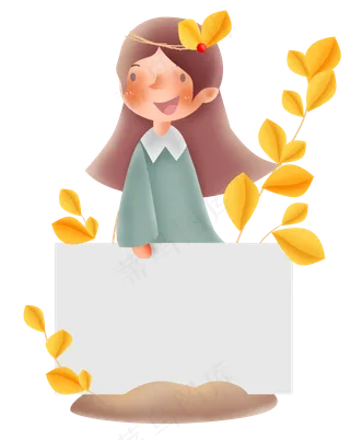 秋天拿手举牌的女孩