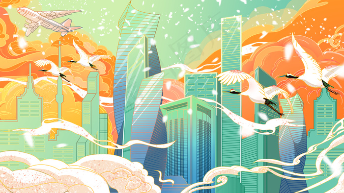 国风国潮现代建筑