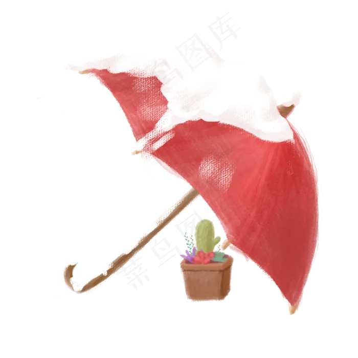 卡通冬季户外雨伞积雪(2000X2000(DPI:300))psd模版下载