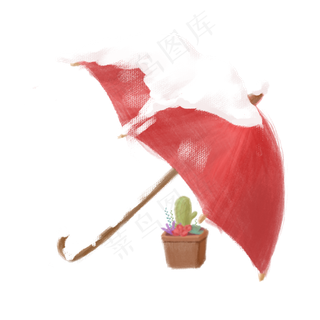 卡通冬季户外雨伞积雪
