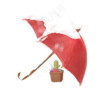 卡通冬季户外雨伞积雪