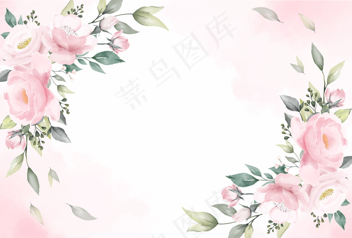 玫瑰水彩背景向量