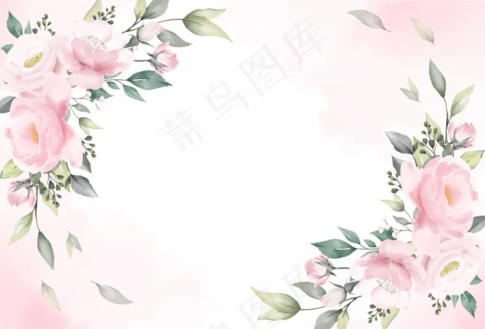 玫瑰水彩背景向量