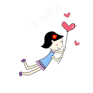 七夕节浪漫卡通手绘女孩