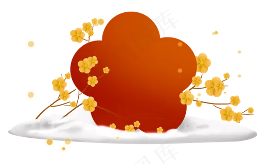 农历新年梅花红色文字框边框