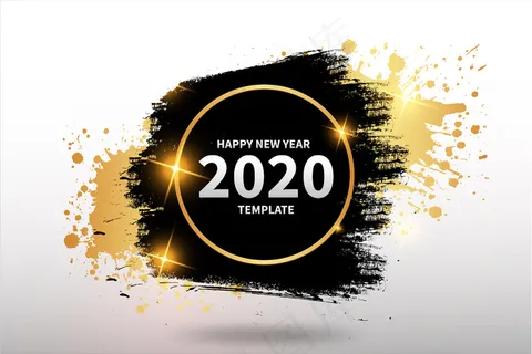 带有抽象横幅banner的新年快乐模板