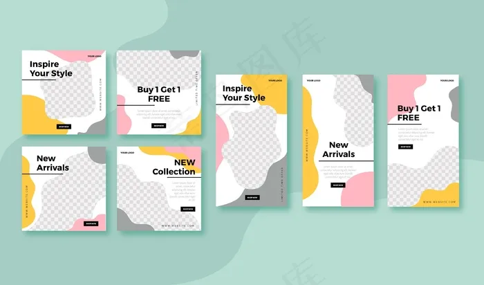 Instagram帖子和故事主题eps,ai矢量模版下载