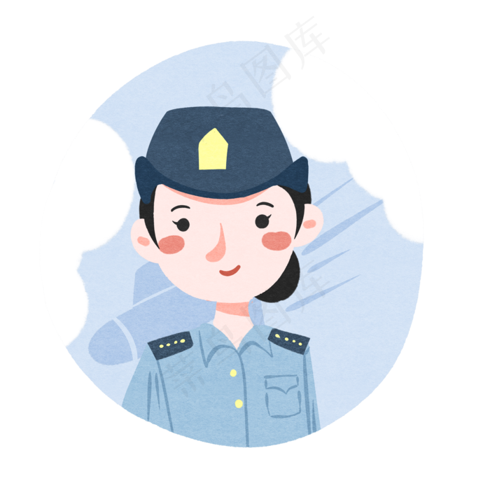 国庆节军人空军女兵蓝色扁平卡通(2000X2000(DPI:150))psd模版下载