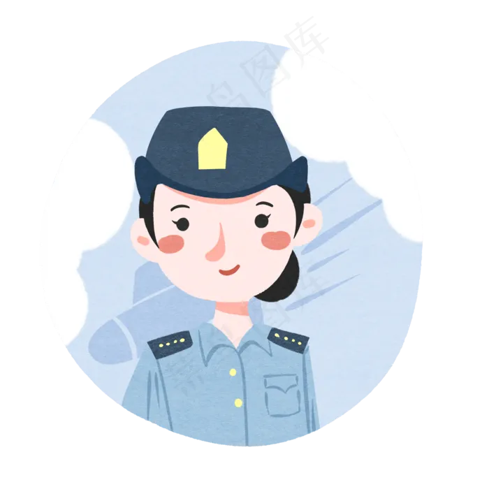 国庆节军人空军女兵蓝色扁平卡通(2000X2000(DPI:150))psd模版下载