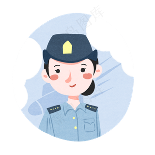 国庆节军人空军女兵蓝色扁平卡通