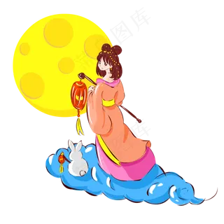 中秋手绘嫦娥兔子