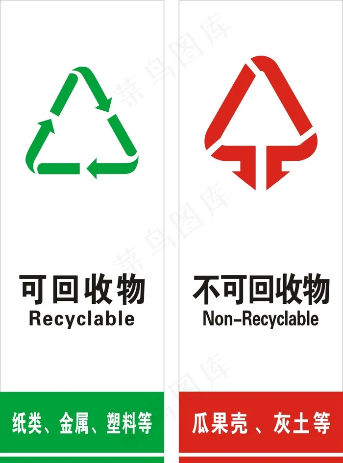 垃圾分类提醒贴纸cdr矢量模版下载