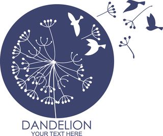 蒲公英与飞鸟和种子矢量图