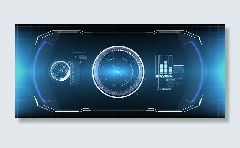Hud ui gui未来用户界面屏幕元素集。电子游戏用高科技屏幕。科幻概念。