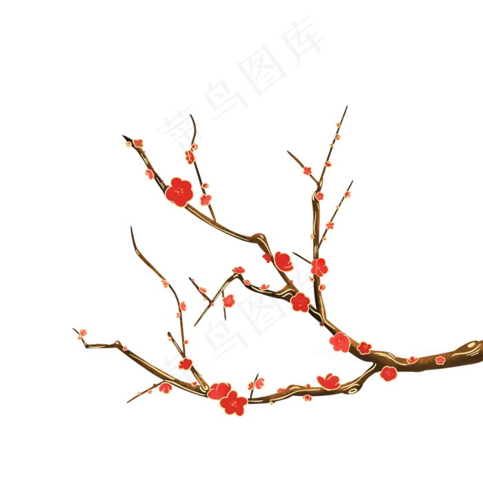 国潮花卉腊梅(2000X2000(DPI:300))psd模版下载