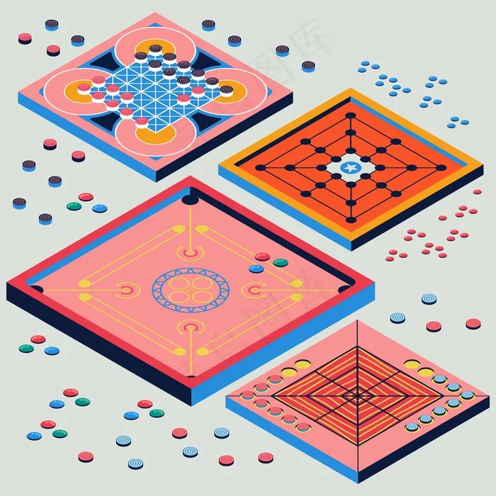 棋盘游戏系列eps,ai矢量模版下载