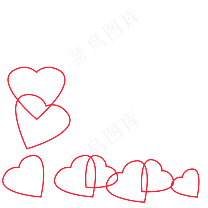线性心形边框卡通手绘素材免费下(2000X2000(DPI:300))psd模版下载