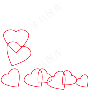 线性心形边框卡通手绘素材免费下